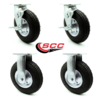 Service Caster 8 Inch Black Pneumatic Wheel Caster Swivel with Brakes and 2 Rigid SCC, 2PK SCC-100S280-PNB-TLB-2-R280-2